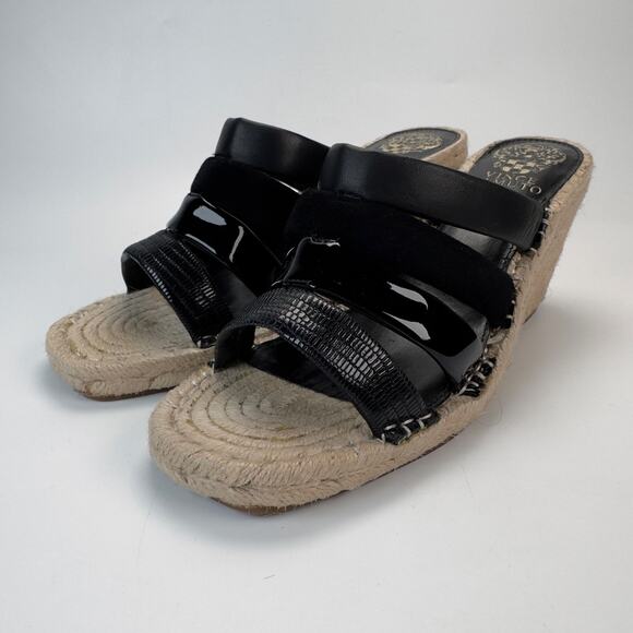 Vince Camuto Women's Wedge Heels Black Canvas Summer Size 9 - Picture 11 of 12